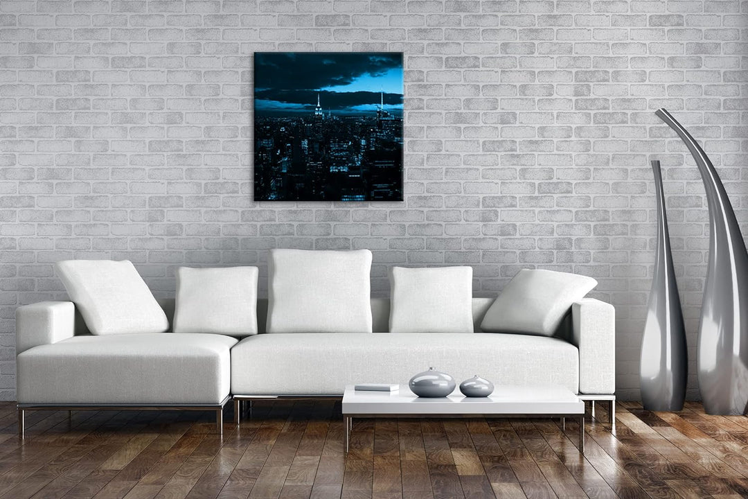 deyoli zauberhafte Skyline bei Nacht Format: 60x60 cm als Leinwandbild Effekt: Monocrome Blau, Motiv