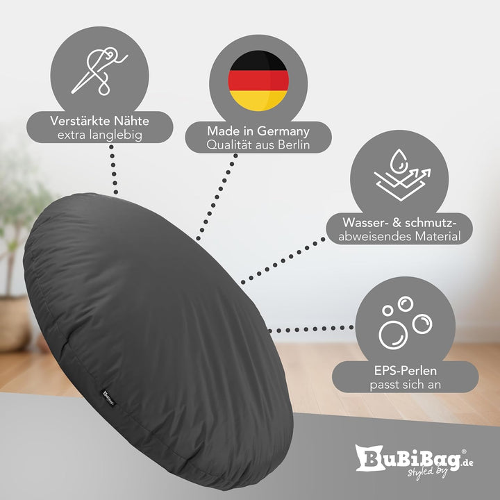 BuBiBag 2in1 Sitzsack L - XXL mit Füllung für Kinder &amp; Erwachsene, Gaming Beanbag &amp; Bodenkissen für
