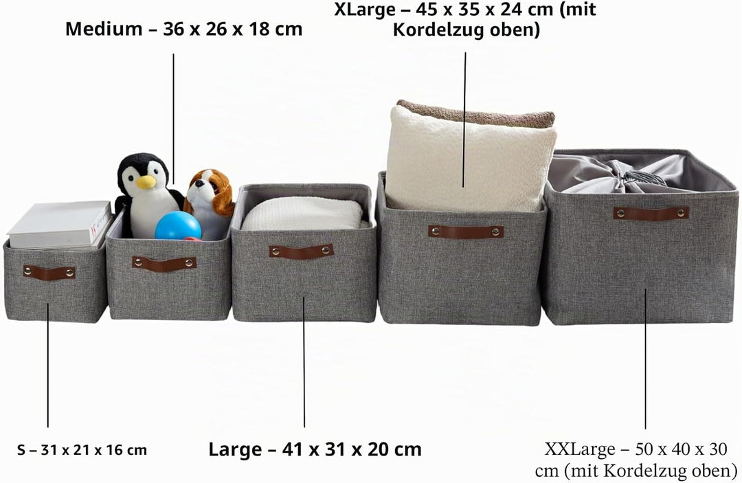 Mangata Faltbare Aufbewahrungskörbe mit Ledergriff,[4 Pack] Verdicktes Leinen Stoff Aufbewahrungsbox