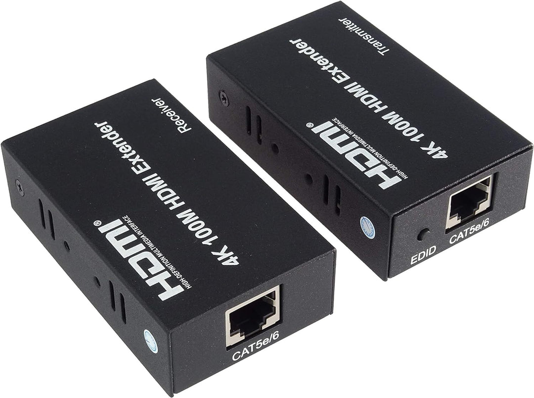 PremiumCord 4K HDMI Extender auf 100m über EIN Cat5e/Cat6 Kabel, Metallgehäuse, LED Status, Kompatib
