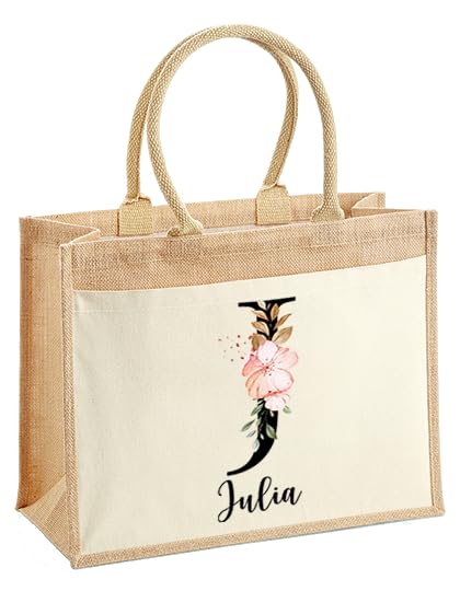 LIEBTASTISCH Jutetasche Shopper personalisiert bedruckt mit Name & Buchstabe-Grosse Jutebeutel - Ein