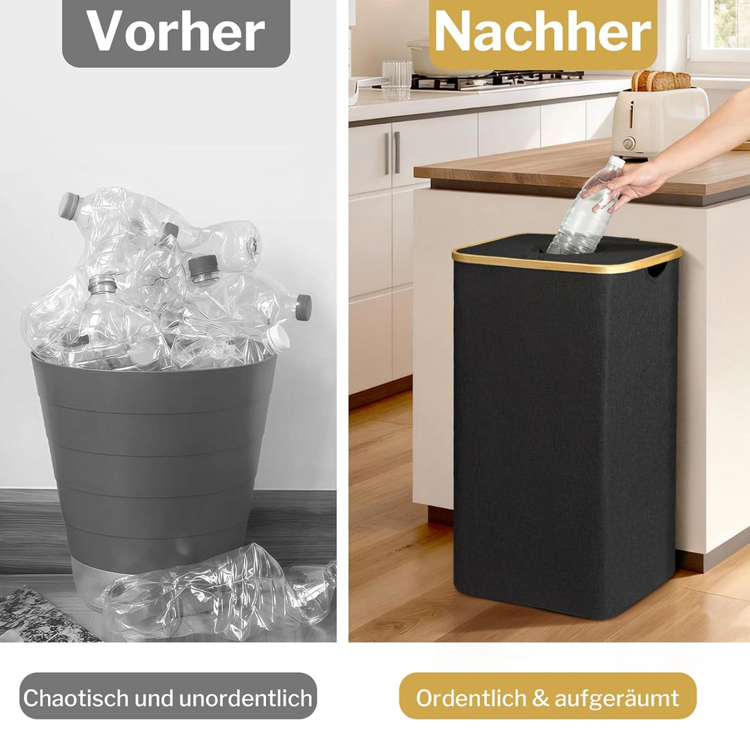 PeranoRidia 100L Pfandflaschen Sammelbehälter [INKL. TRAGETASCHE], Flaschensammler Leergut, PET Flas