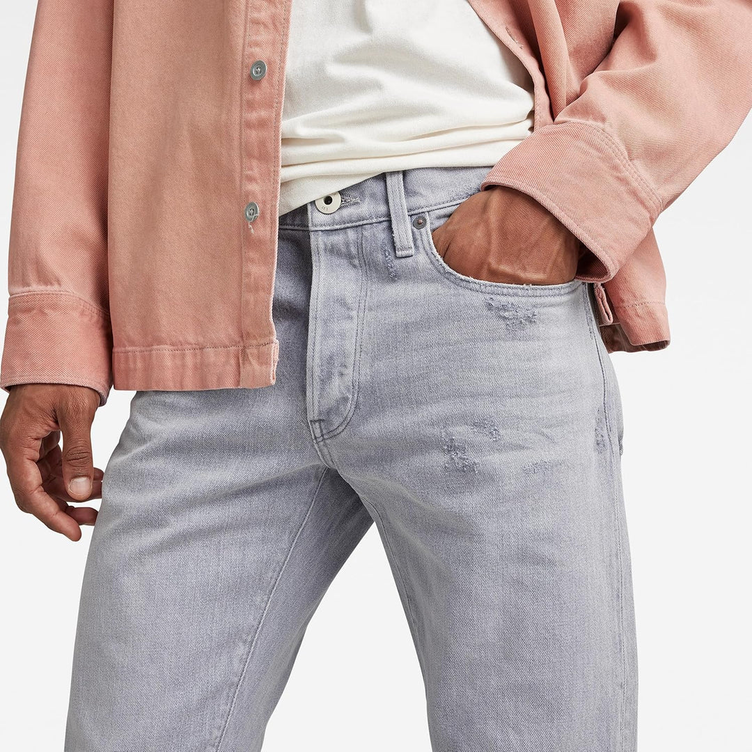 G-STAR RAW Herren 3301 Slim Jeans 31W / 32L Grau (Sun Faded Ripped Skyrocket 51001-d324-d901), 31W /