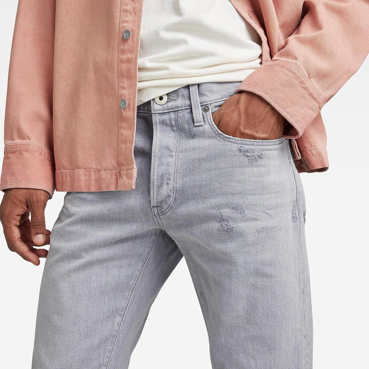 G-STAR RAW Herren 3301 Slim Jeans 31W / 32L Grau (Sun Faded Ripped Skyrocket 51001-d324-d901), 31W /