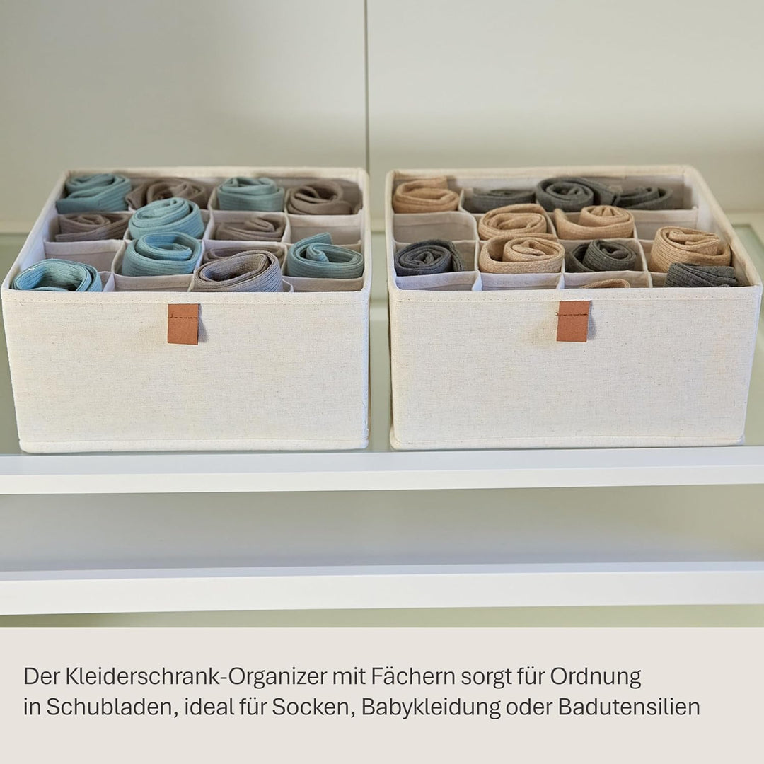 LOVE IT STORE IT Premium Schubladen Organizer 2-teilig - Schrank Organizer aus Stoff - 16 Fächer für