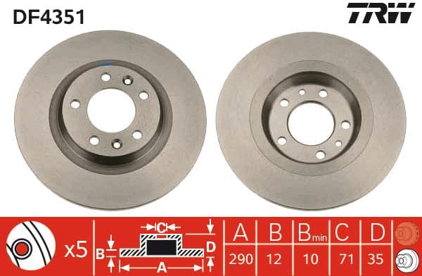 TRW Automotive AfterMarket DF4351 Bremsscheibe - (Paar)