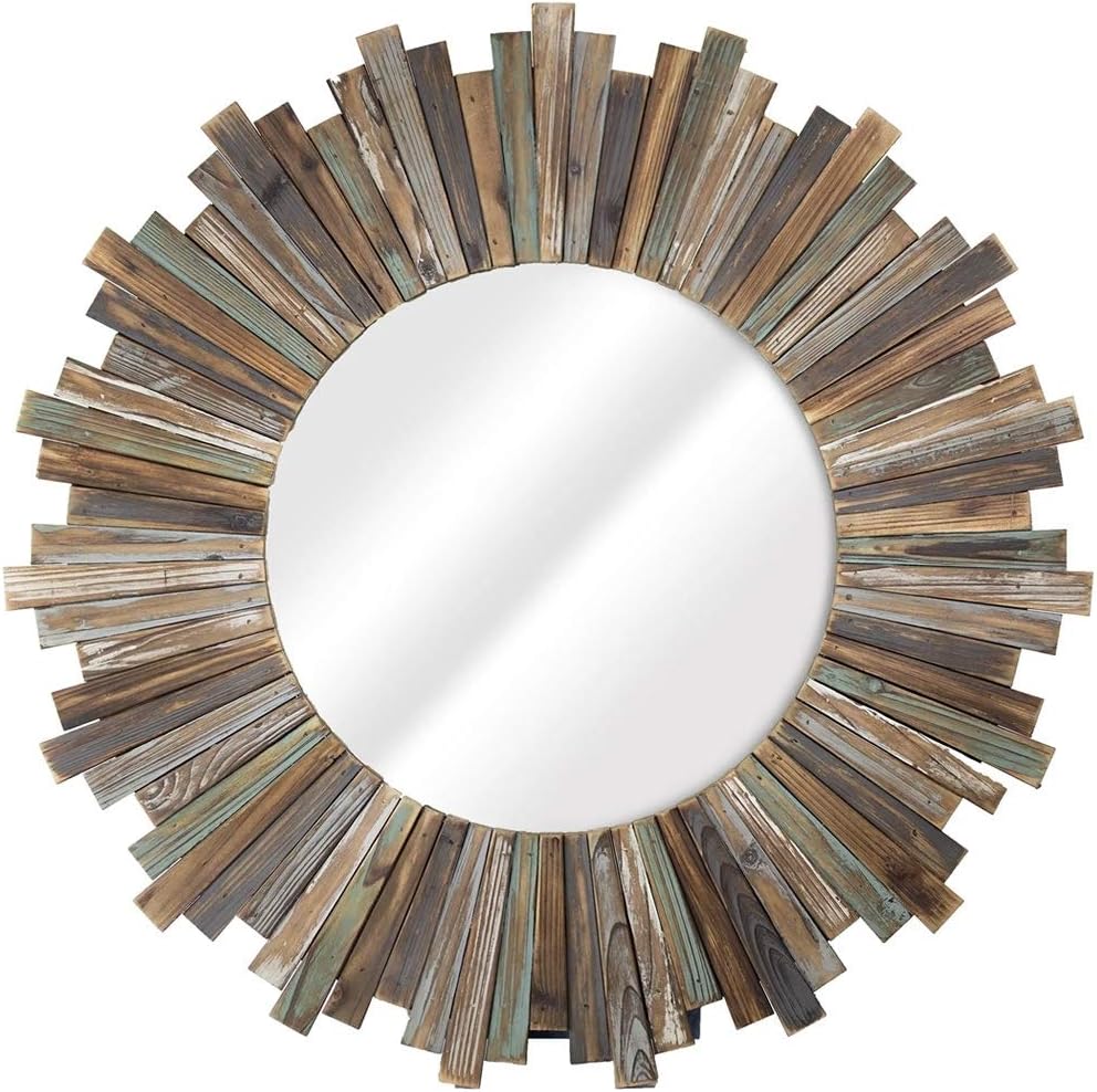 Melko Wandspiegel rund 90 cm Shabby Chic Spiegel Hängespiegel Flurspiegel