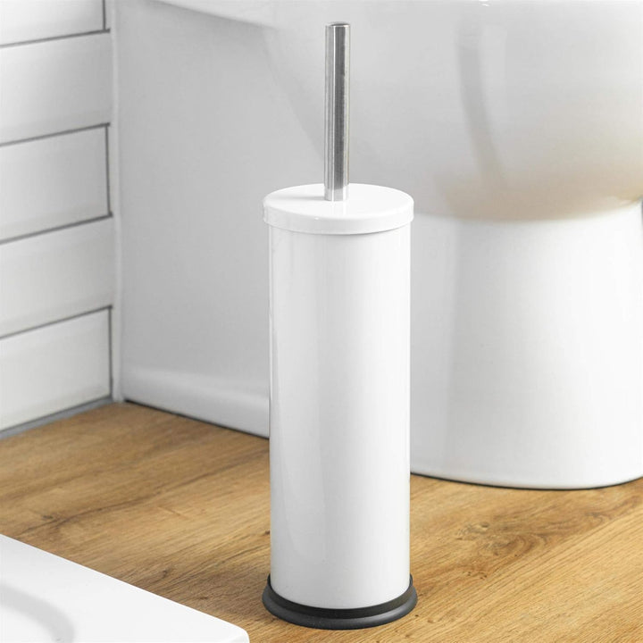 Rink Drink Badezimmer-Set - Eckiger Mülleimer mit Pedal & Toilettenbürste - Weiss - 3 l, Weiss