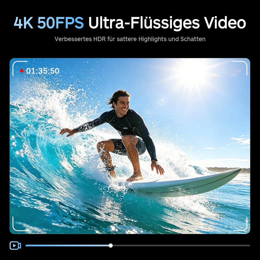XTU S7 PRO 4K Action Kamera 50FPS - Super 5.0 Stabilisierung, AI ISP, Magnetische Schnellhalterung,