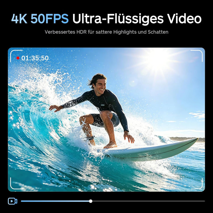 XTU S7 PRO 4K Action Kamera 50FPS - Super 5.0 Stabilisierung, AI ISP, Magnetische Schnellhalterung,