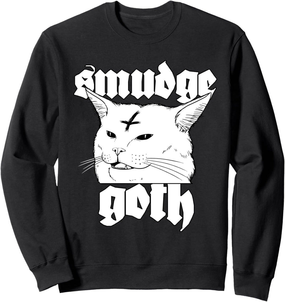 Blackcraft Cute Satanic Cat Death Metal Fleck Goth Sweatshirt
