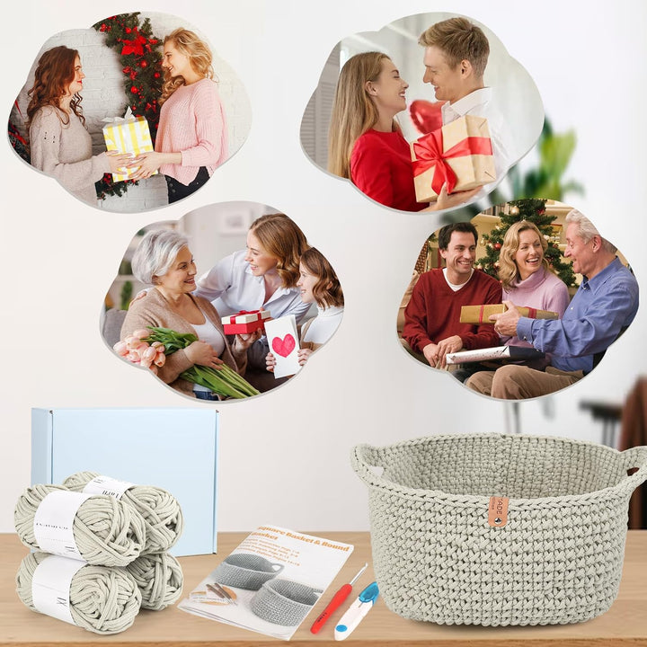 Coopay Häkelset für Anfänger, Square Körbe Häkel Set mit Häkelanleitung, DIY Häkelset für Körbe Häke