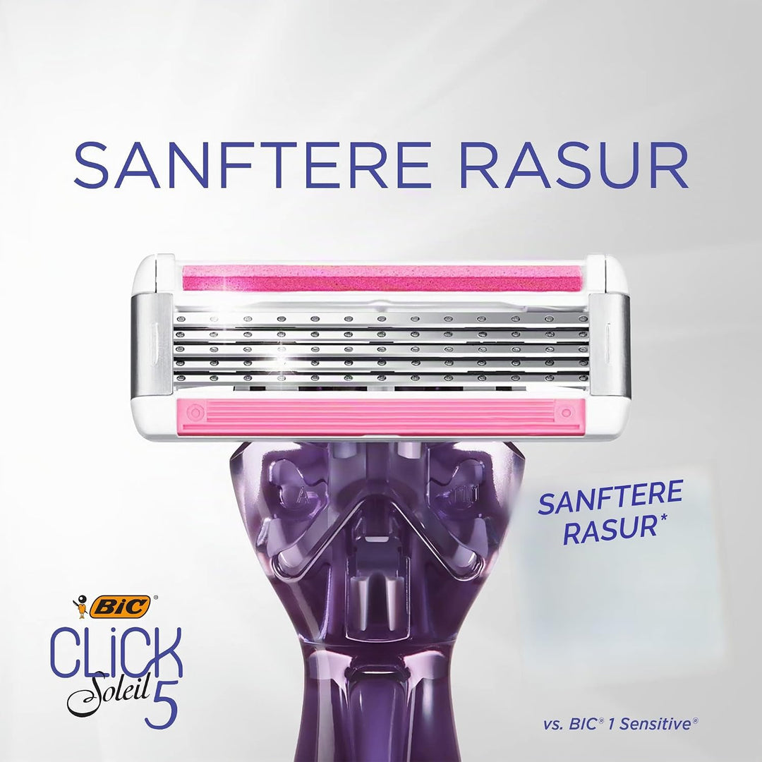 BIC Rasierklingen für Damen Rasierer Click 5 Soleil Sensitive, 8er Nachfüllpack für den pflegenden N