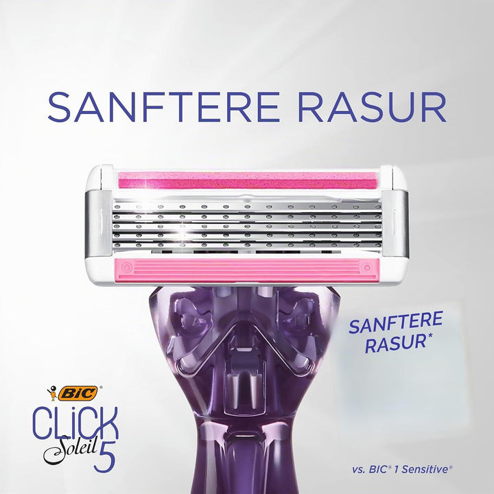 BIC Rasierklingen für Damen Rasierer Click 5 Soleil Sensitive, 8er Nachfüllpack für den pflegenden N