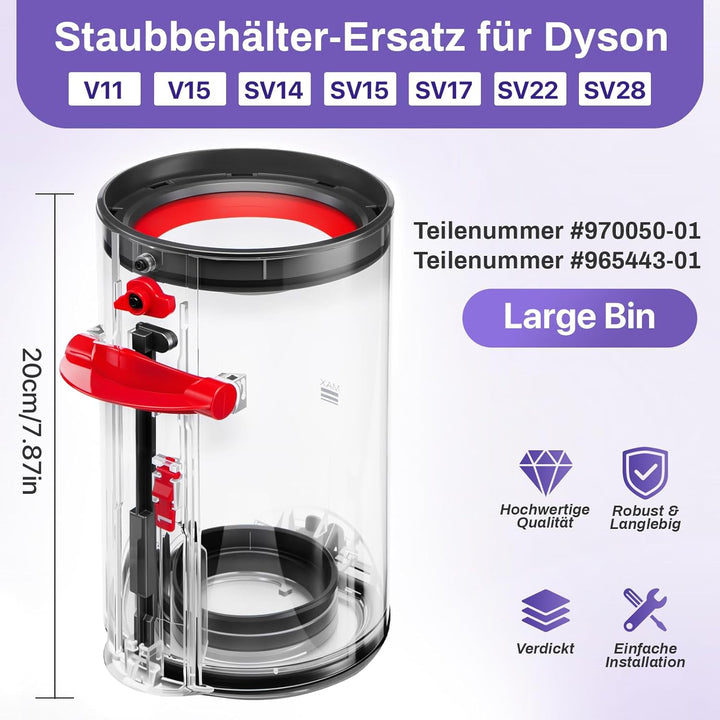 Verbesserter Staubbehälter für Dyson V11 V15 Zubehör Enthält Filter SV14 SV15 SV17 SV22 SV28 Staubsa
