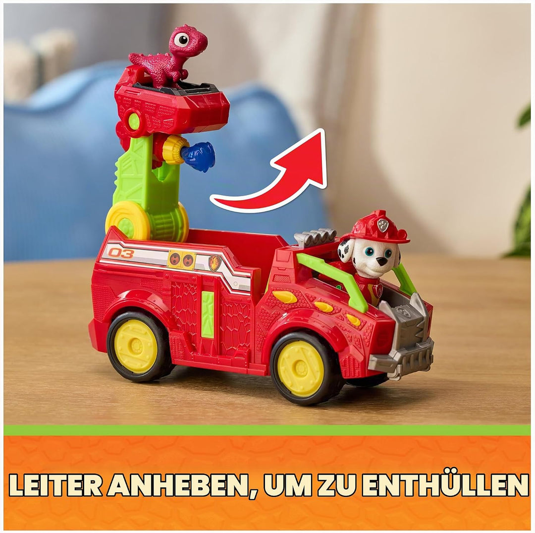 PAW PATROL: Der Dino Film, Marshalls Dino-Feuerwehrauto mit Rettungsleiter &amp; Projektilen, Fahrzeug i