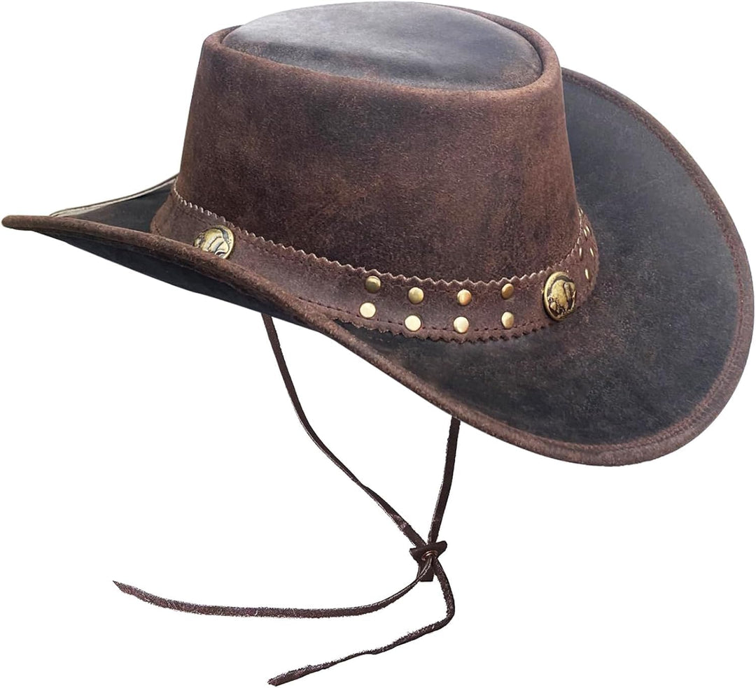 BRANDSLOCK Cowboyhut aus Leder für Herren, handgefertigt, formbar, breite Krempe, langlebig, Cowgirl