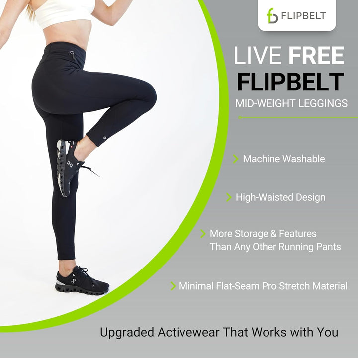 FlipBelt Leggings XS Schwarz, XS Schwarz