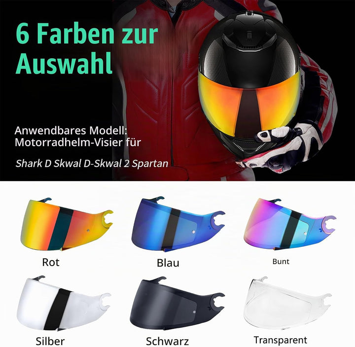 Motorradhelm Visier für Shark D Skwal D-Skwal 2 Spartan Carbon,Helmvisier Motorrad Windschutz Helm O