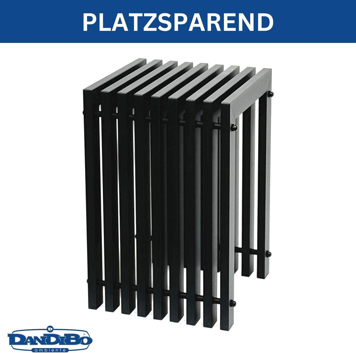 DanDiBo Lamellenhocker Hocker Metall Schwarz Eckig Base 45 cm Massiv Modern Beistelltisch Lamellen (