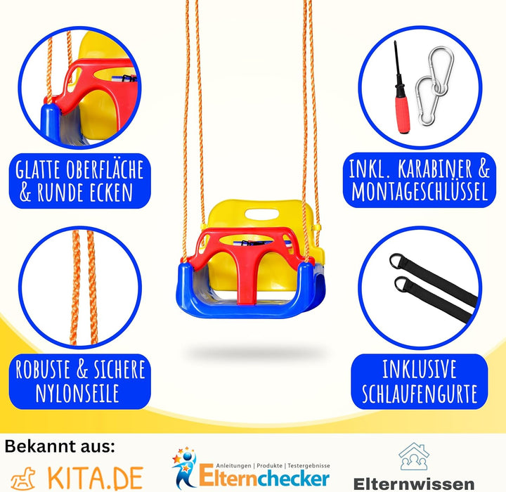 WOLKENGLÜCK® Babyschaukel 3 in 1 [6 Monaten bis 6+ Jahre] - Mitwachsende Kinderschaukel für Outdoor