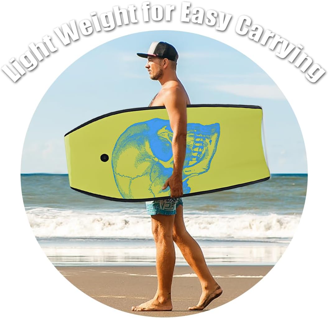 HOMASIS Surfbrett L, Bodyboard aus XPE und HDPE mit Handschlaufe, Halbmond Surfbrett, geeignet ab 14