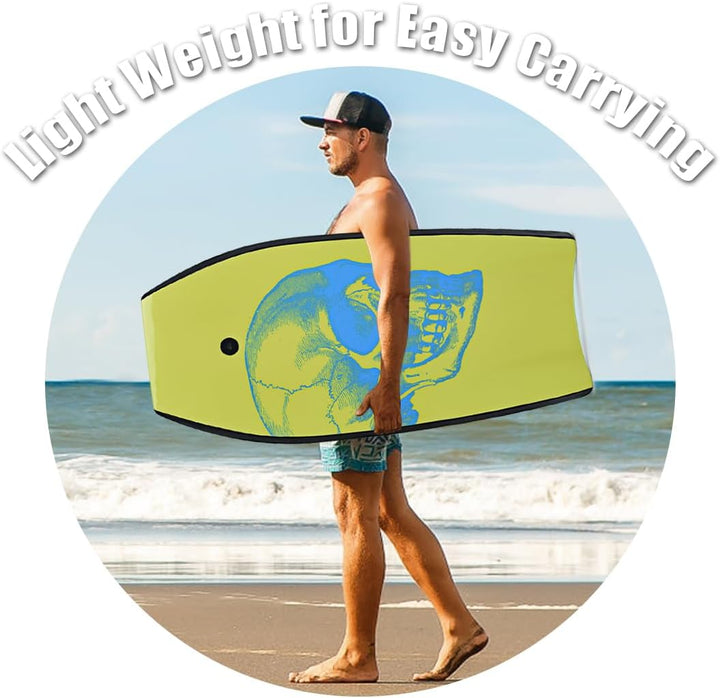 HOMASIS Surfbrett L, Bodyboard aus XPE und HDPE mit Handschlaufe, Halbmond Surfbrett, geeignet ab 14