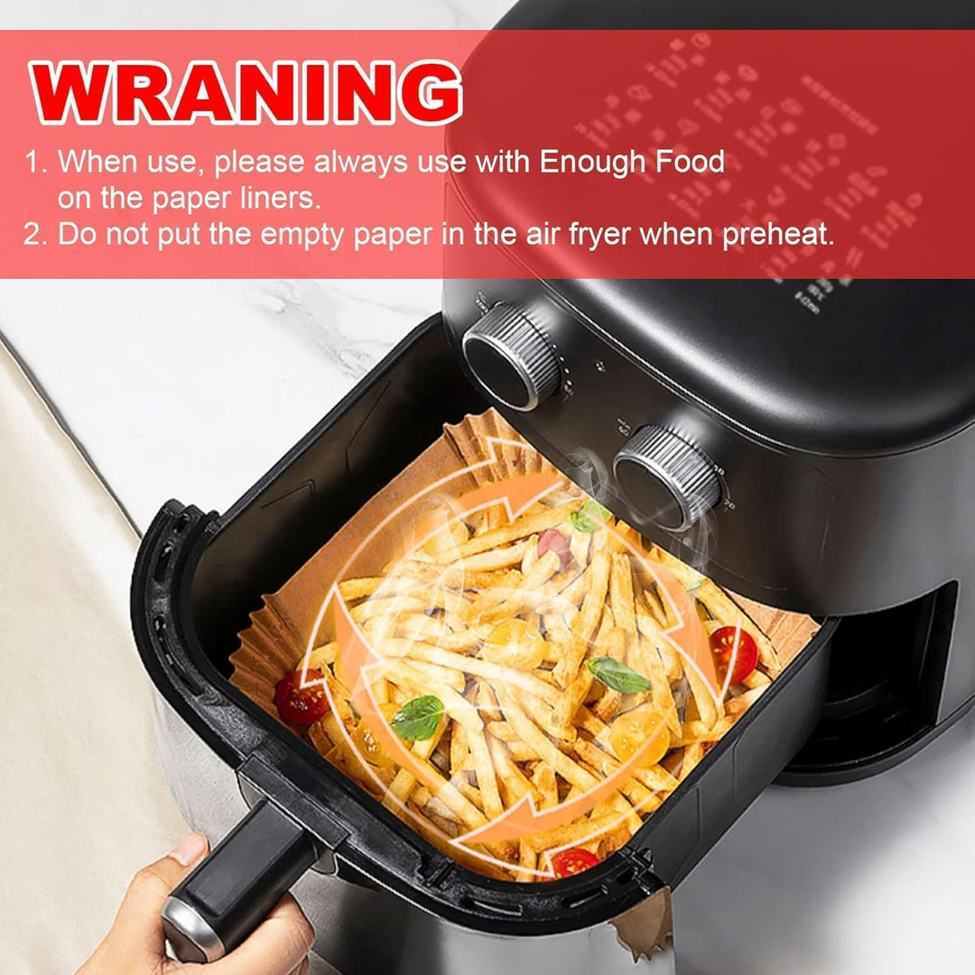 Backpapier für Heissluftfritteuse 8-10L, 100 Stück BPA-frei Verdicktes 23-27cm Airfryer Baking Paper