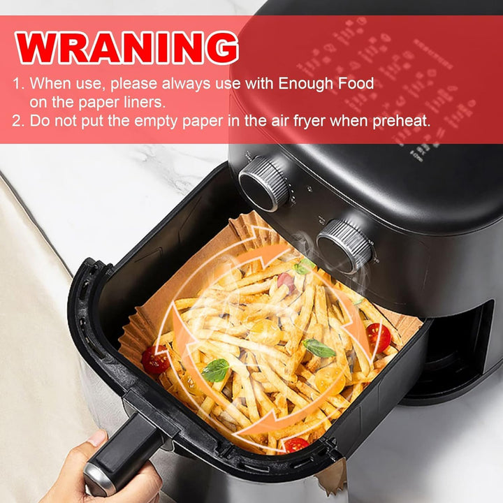 Backpapier für Heissluftfritteuse 8-10L, 100 Stück BPA-frei Verdicktes 23-27cm Airfryer Baking Paper