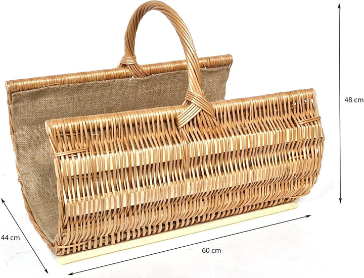 Tigana - Kaminkorb Holzkorb Kaminholzkorb aus Weide mit Jute 60 cm - 90150-60 1F