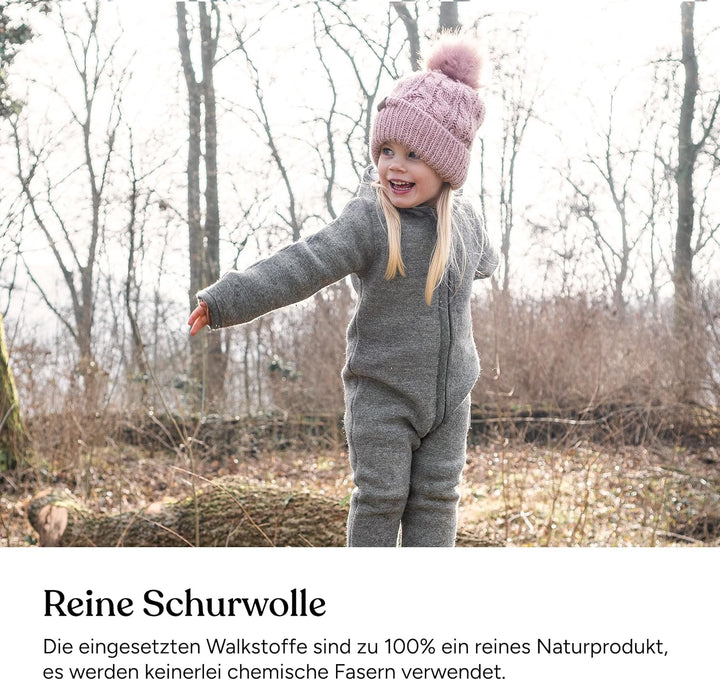 Ehrenkind® Walkoverall | Baby Wollwalk-Overall aus Merino Schurwolle mit Reissverschluss | Walk Woll