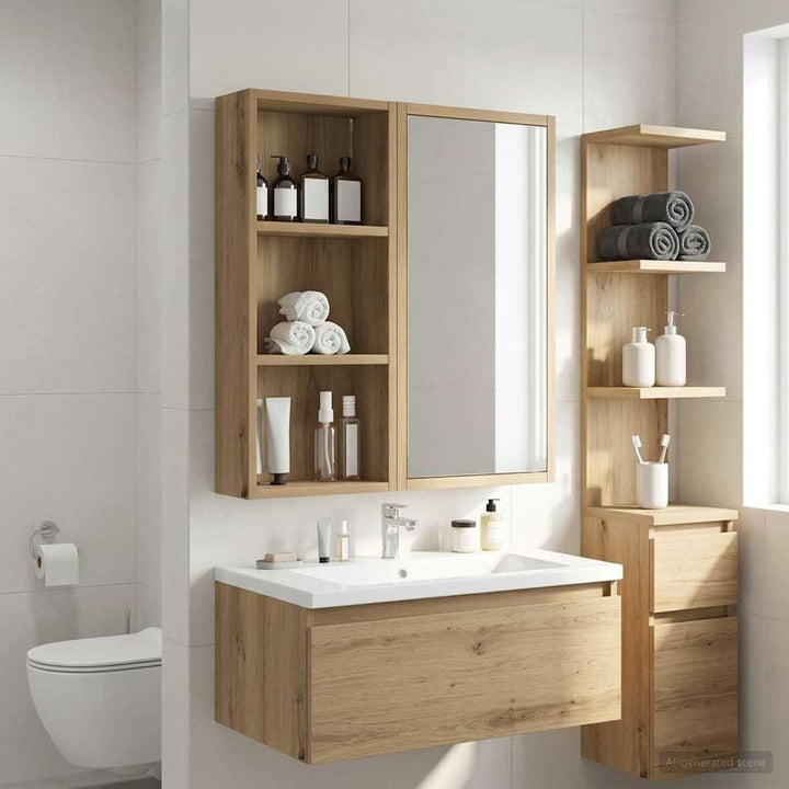 vidaXL Badezimmer-Wandschrank Kunsthandwerk Eiche 30 x 14 x 70 cm, Moderner Badschrank, rechteckiges