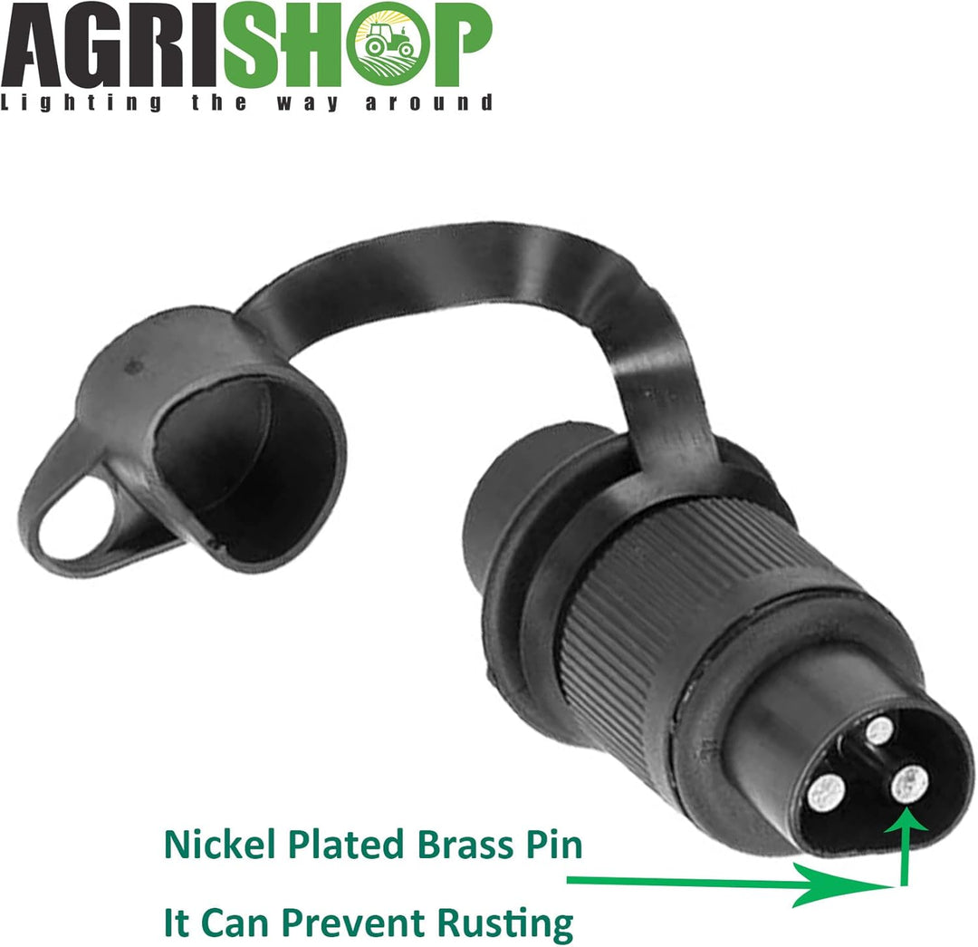 2Stück Anhänger Stecker 3polig 12v 24v und 2Stück Steckdose 3-Polig,Wasserfester Traktor Steckdose S