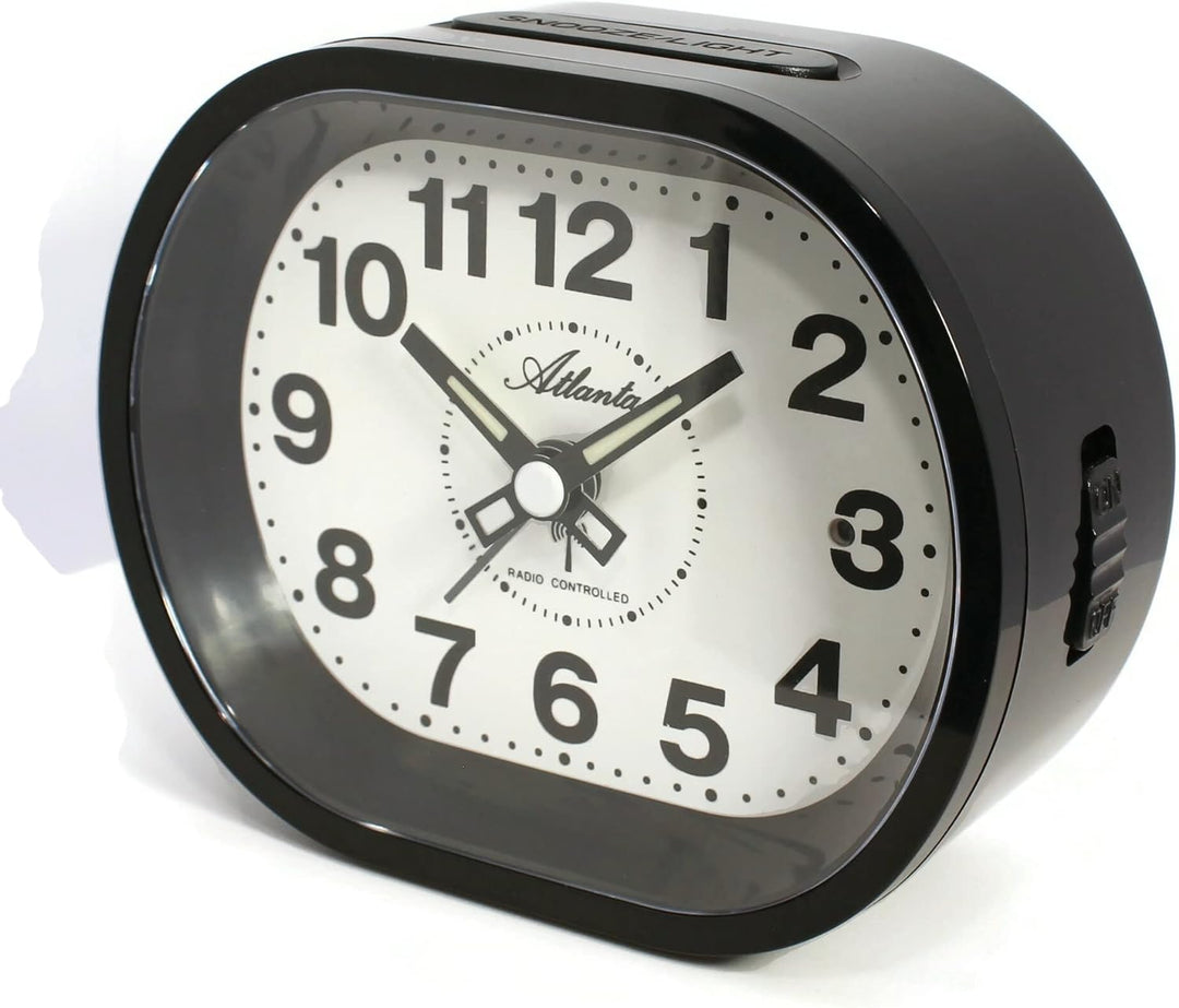 Atlanta Grosser Funkwecker Analog Licht Snooze Crescendo Zahlen - 1867/7 Schwarz, Schwarz