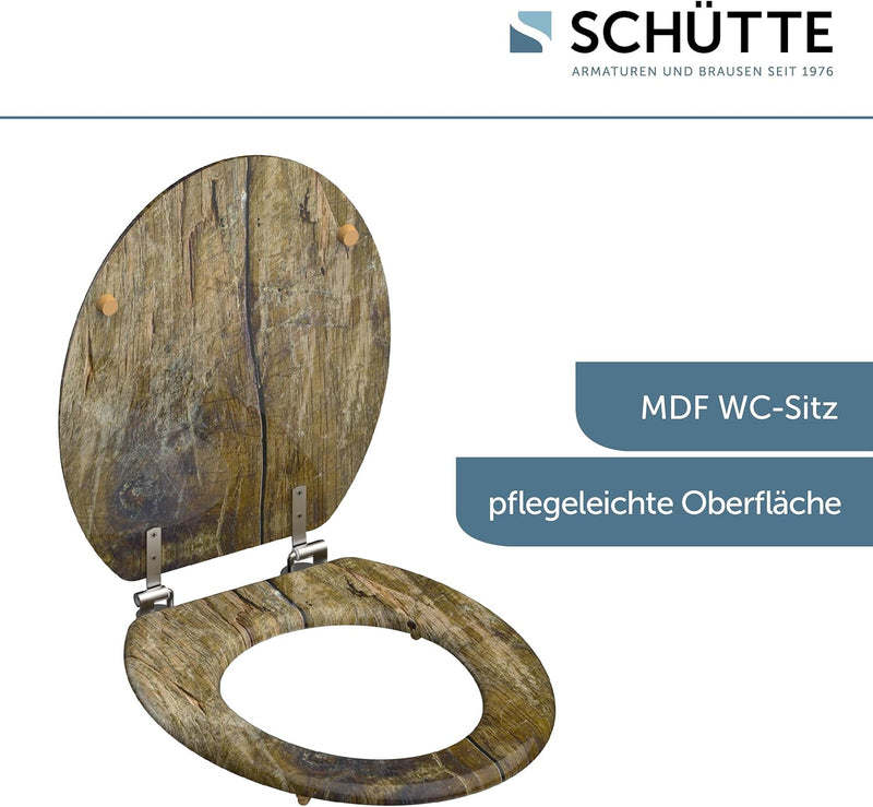 Schütte SOLID WOOD Sitz Holzkern, Toilettensitz passend für viele handelsüblichen WC-Becken, max. Be