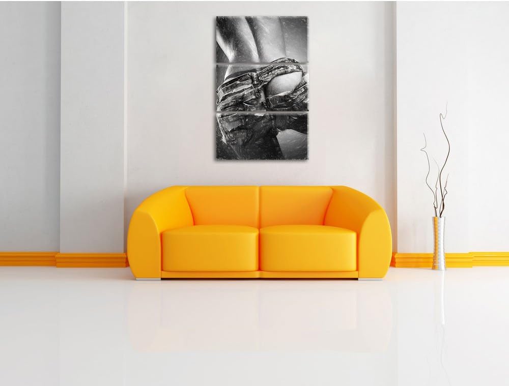 Pixxprint sexy Frauenhintern in Hotpants als Leinwandbild/Grösse: 3 Teilig (120x80) cm/Wandbild/Kuns