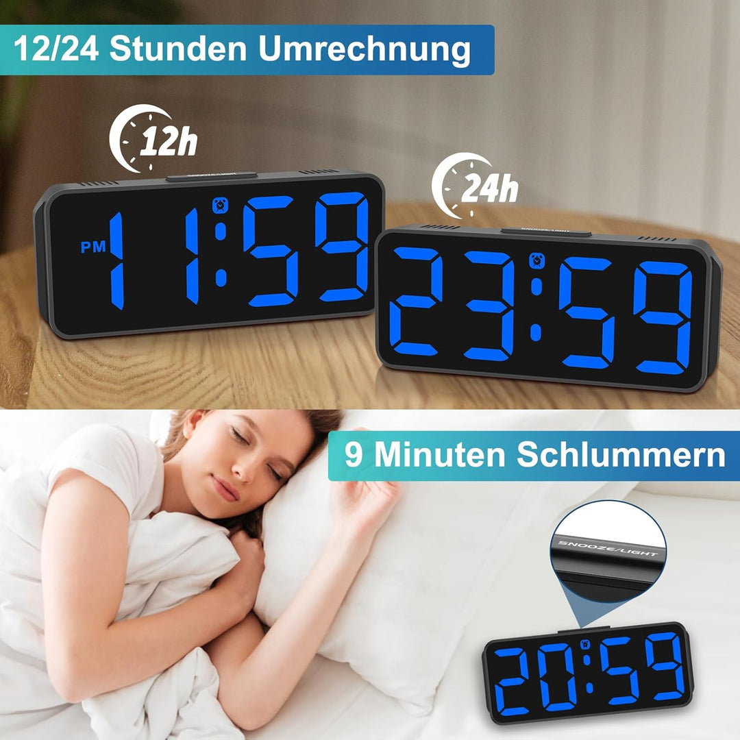 Eachui Wecker Digital Ohne Ticken wecker für Kinder Kleiner Uhr Lautstärke und Helligkeit Einstellba