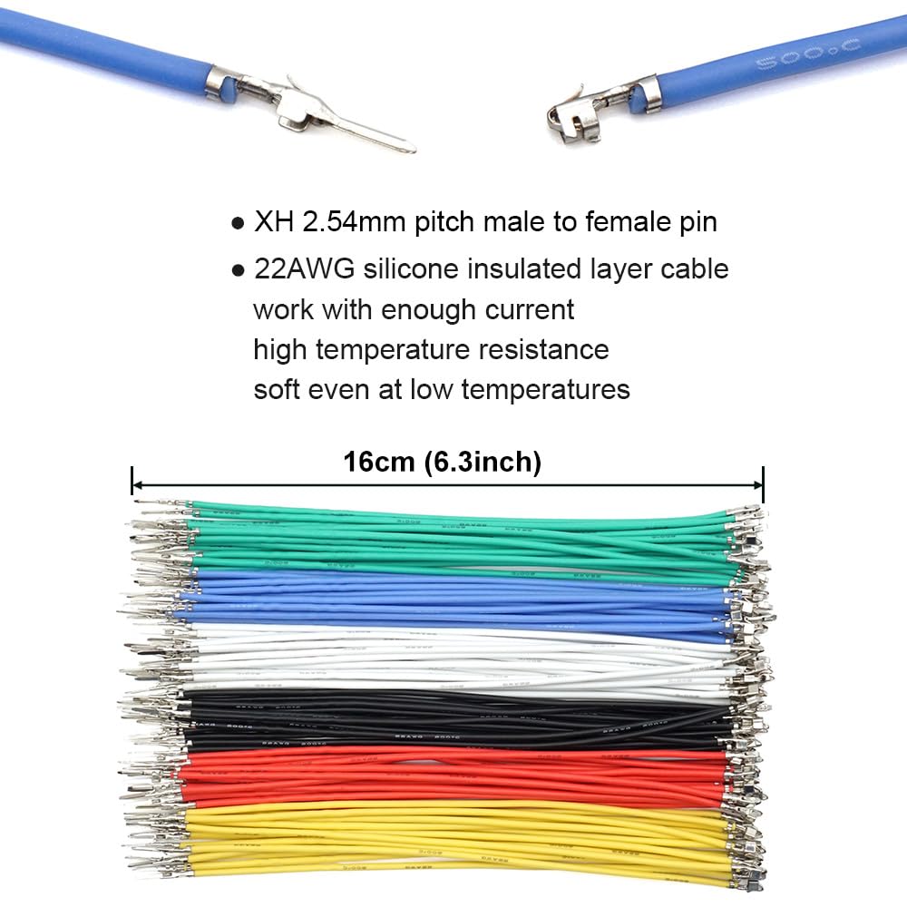 XH 2,54 mm Stecker-Set, JST XH kompatibel, 2,5 mm Rasterung, männlich, weiblich, Stecker und 22 AWG