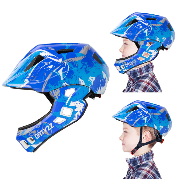Kinder Fahrradhelm Leicht Integralhelm Kinder mit Abnehmbaren Kinnschutz Kinder Downhill Helm für Ba