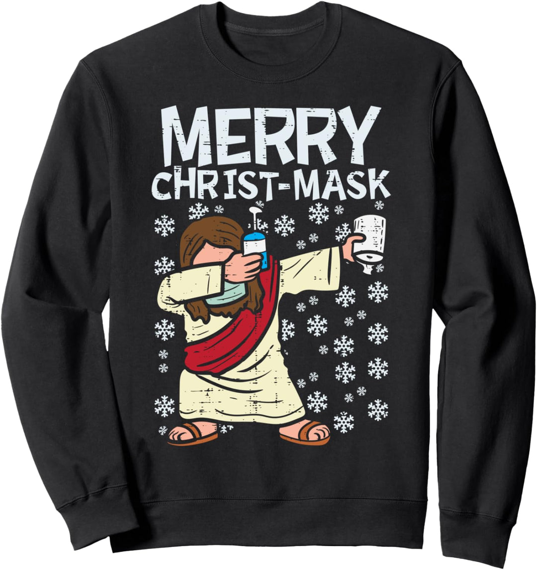 Merry Christ-Mask Jesus Dab Ugly Quarantine Christian Gift Sweatshirt