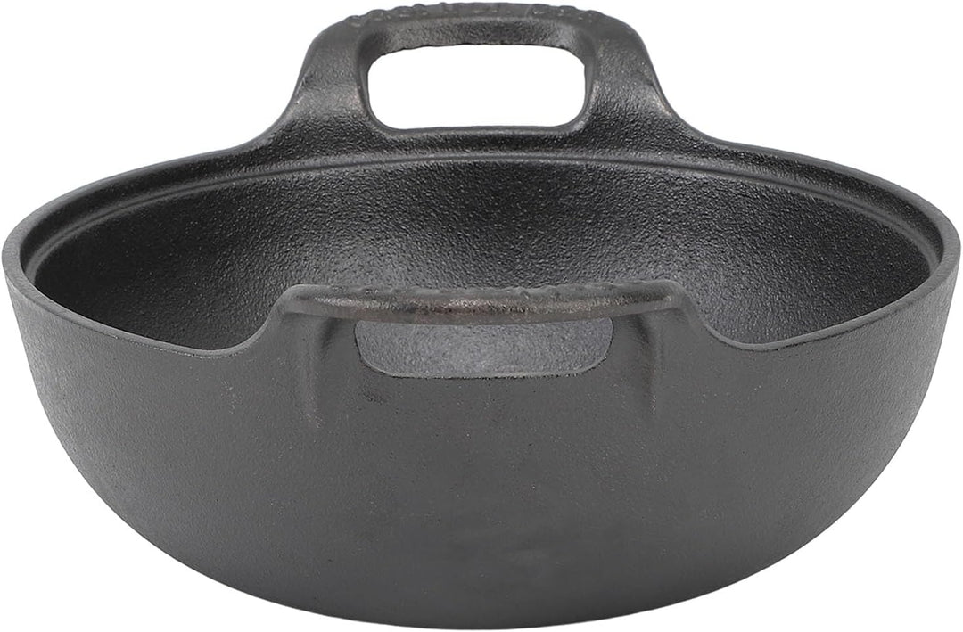 Wok aus Gusseisen, 20 Cm/25 Cm, Antihaftbeschichtete Bratpfanne mit Flachem Boden, Doppelgriff und D