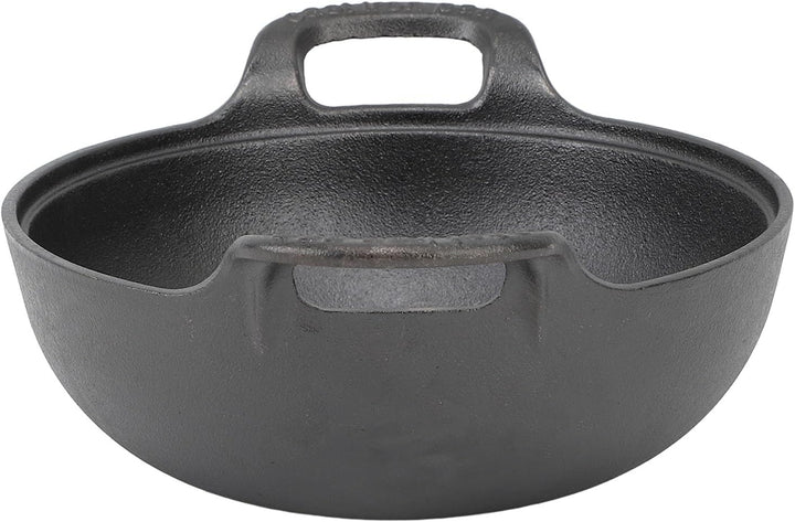 Wok aus Gusseisen, 20 Cm/25 Cm, Antihaftbeschichtete Bratpfanne mit Flachem Boden, Doppelgriff und D