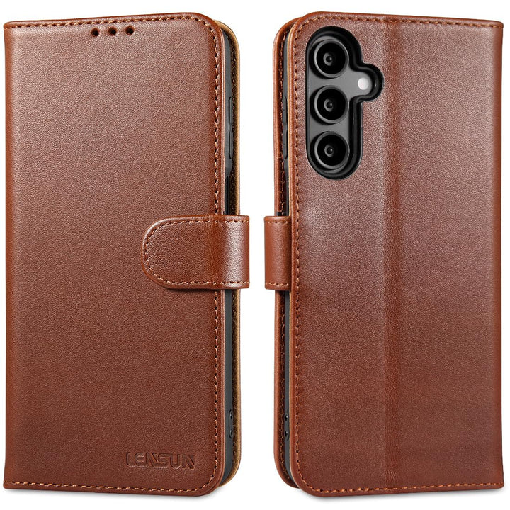 LENSUN Echtleder Handyhülle für Samsung Galaxy A16 5G, Echtleder Hülle [RFID Kartenfach][Brieftasche