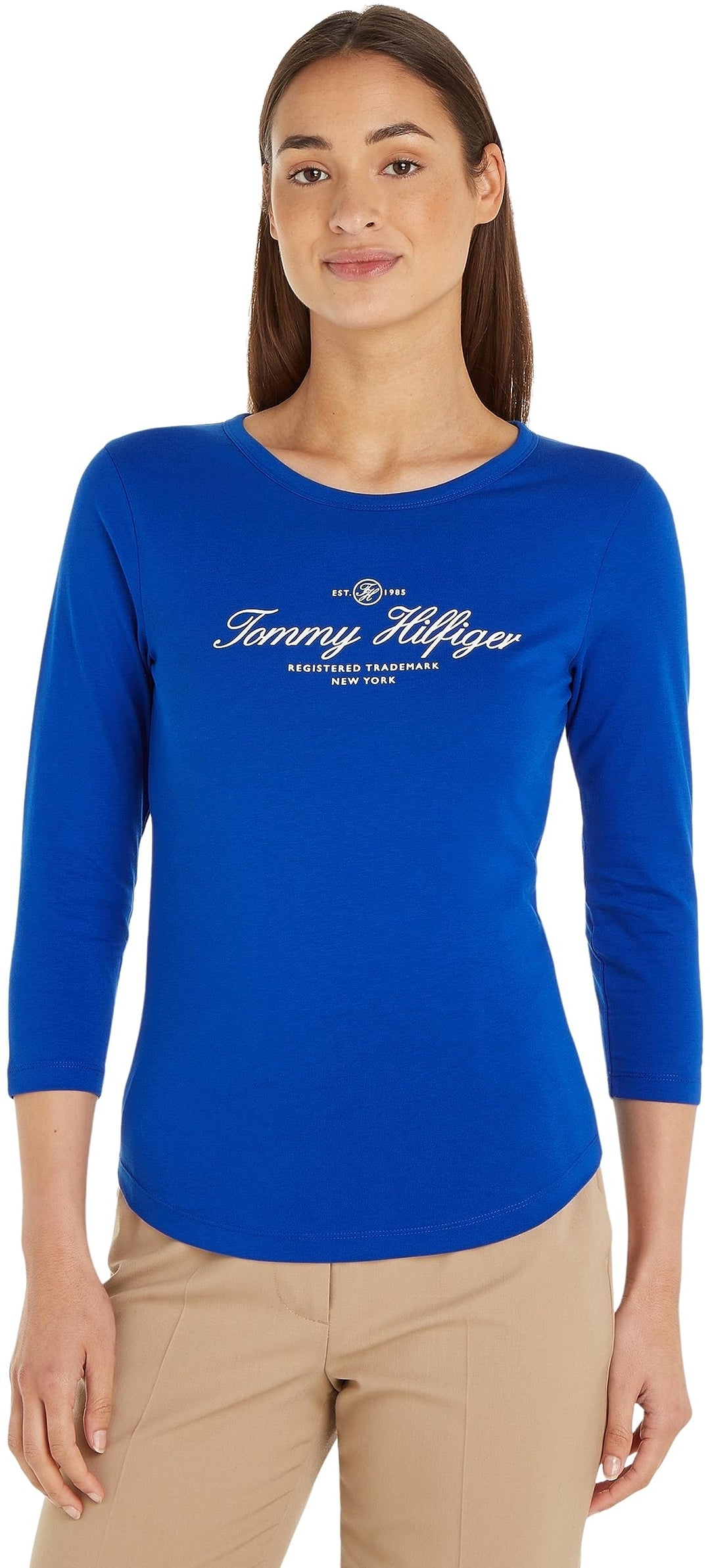 Tommy Hilfiger Damen Langarm Strickoberteile, Blau (Ultra Blue)