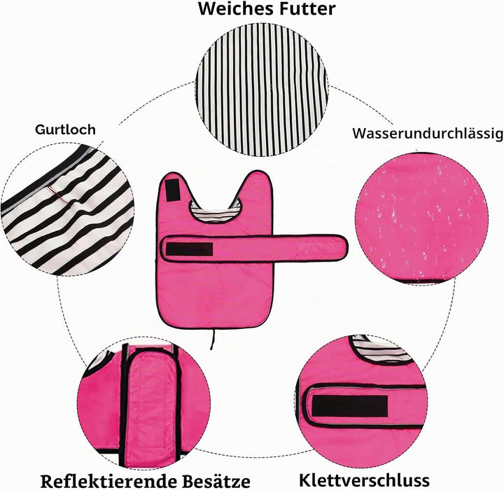 MOREZI Hunderegenmantel mit Reflexstreifen, Regen-/wasserdicht, verstellbare Weste, geeignet für kle