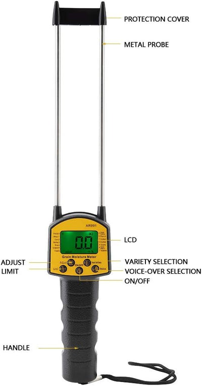 Feuchtigkeitsmessgerät, Fydun Digital Getreide Geuchtigkeitsmesser Tragbar Getreide Wasserzähler AR9