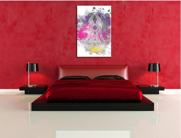 Pixxprint Lotoshaltung Yoga / 100x70cm Leinwandbild bespannt auf Holzrahmen/Wandbild Kunstdruck Deko