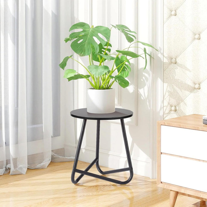HDANI 35cm Rund Pflanzenständer,Blumenständer,Pflanzenregal aus Holz und Metall,Modernes Regal für Z