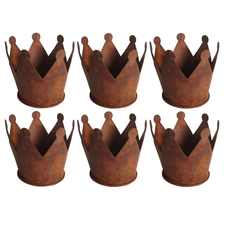 UNUS Mini Krone Rost Ø6,5 cm, Gartendeko Rostoptik, Edelrost (6er Set), 6er Set