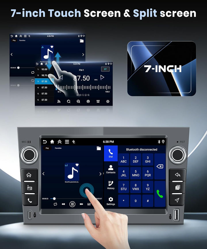 VECHTEL 4G+128G Autoradio Android 15 Eisengrau für Opel Corsa C/D Zafira B Astra H Meriva Vivaro Sig